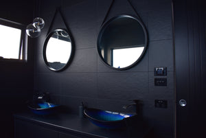 Glass Oval Tempered Glass Cobalt Bathroom Sink