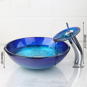 Glass blue vessel basin - Unique Sinks