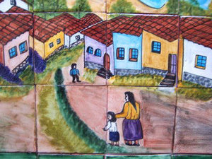 Tile Mural Patzcuaro Lake. Clay Talavera Tile Mural - Unique Sinks