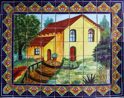 Tile Mural La Casita. Clay Talavera Tile Mural - Unique Sinks