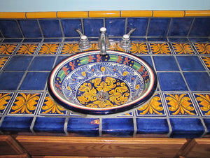 Mexican Marigold Ceramic Talavera Sink - Drop-in Basin - Unique Sinks