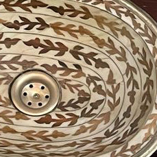 AGADIR Moroccan Handcrafted Oval Sink – Brass, Wood & Resin