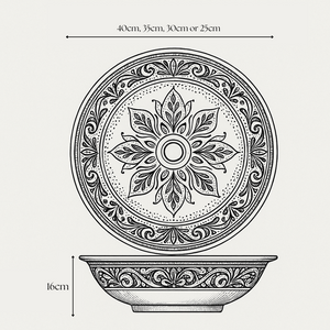 ARIF Hand-Painted Moroccan Ceramic Basin – Round Sink in Multiple Sizes (Drop-In or Vessel)