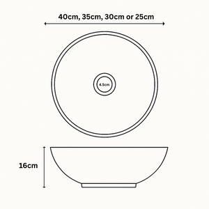 RABIA Hand-Painted Moroccan Ceramic Basin – Round Sink in Multiple Sizes (Drop-In or Vessel)