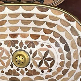 TETOUAN Moroccan Handcrafted Oval Sink – Brass, Wood & Resin