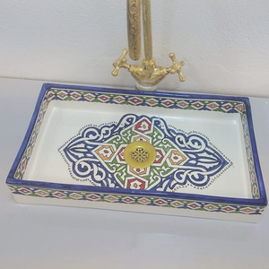 Vibrant Moroccan countertop sink – artisan ceramic handmade in Morocco