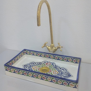 Vibrant Moroccan countertop sink – artisan ceramic handmade in Morocco