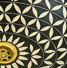 KENITRA Moroccan Handcrafted Oval Sink – Brass, Wood & Resin