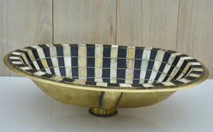 MERYEM Moroccan Handcrafted Oval Sink – Brass, Wood & Resin