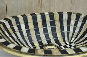 MERYEM Moroccan Handcrafted Oval Sink – Brass, Wood & Resin