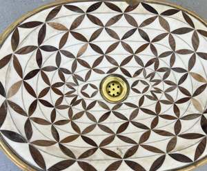 HUDA Moroccan Handcrafted Oval Sink – Brass, Wood & Resin