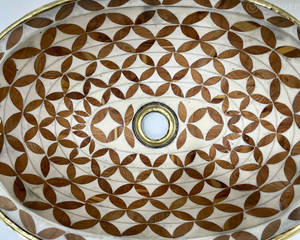 SABAH Moroccan Handcrafted Oval Sink – Brass, Wood & Resin