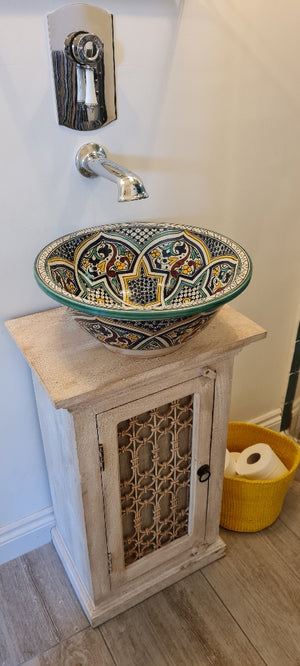 Moroccan MIKHAT Hand-Painted Bathroom Sink