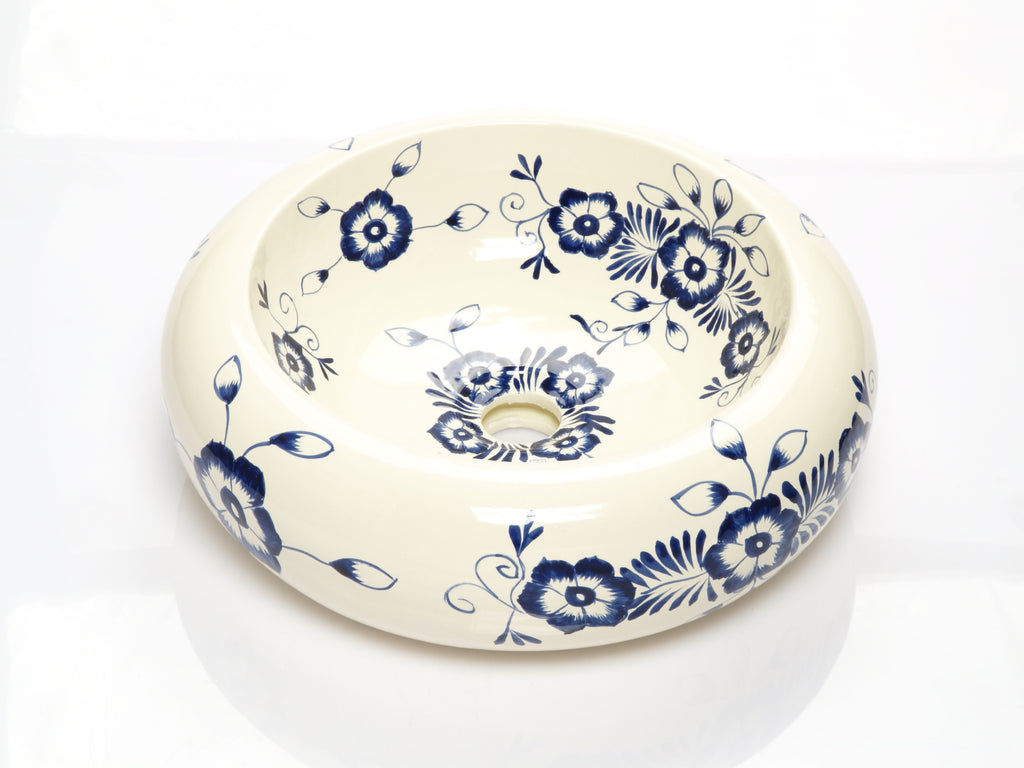 Mexican Alonsa Round Vessel Hand-painted Bathroom Basin - Unique Sinks