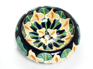 Mexican Calia Round Vessel Hand-painted Bathroom Basin - Unique Sinks