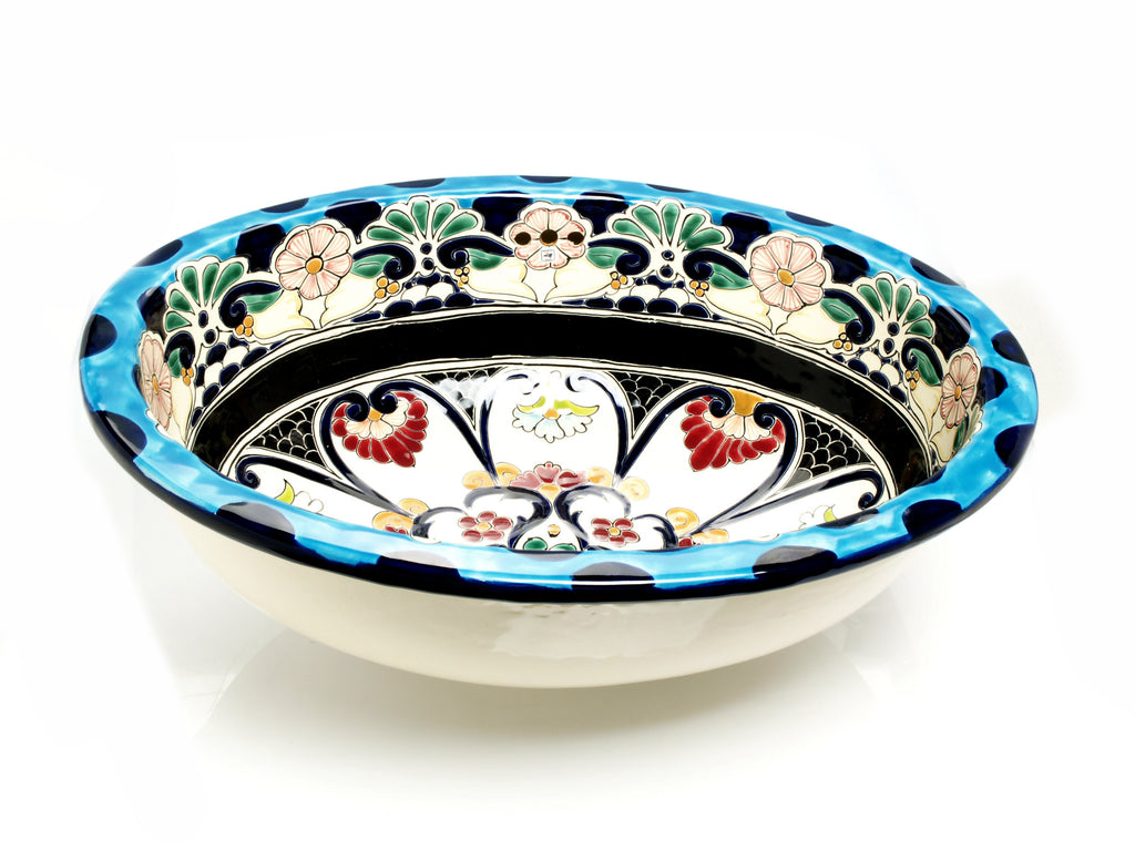Mexican La Reina Large Drop-In Hand-painted Bathroom Basin - Unique Sinks
