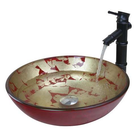 Glass Sink RED & GOLD - Unique Sinks