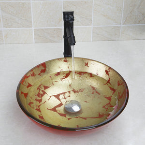 Glass Sink RED & GOLD - Unique Sinks