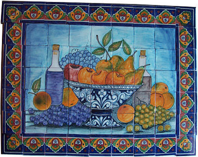Tile Mural Fruit Bowl Bodegon. Clay Talavera Tile Mural - Unique Sinks