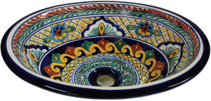 Mexican Meadow Ceramic Talavera Sink - Drop-in Basin - Unique Sinks